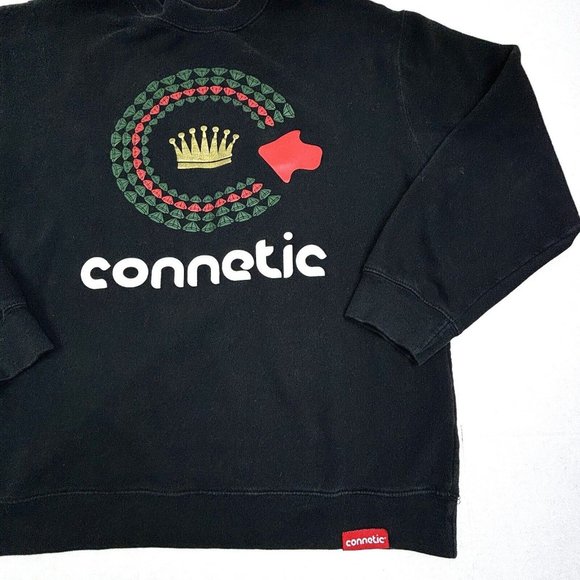 Connetic Y2K Men's‎ Sweatshirt XL Black Logo Crown Oversized HipHop EUC - Picture 7 of 8